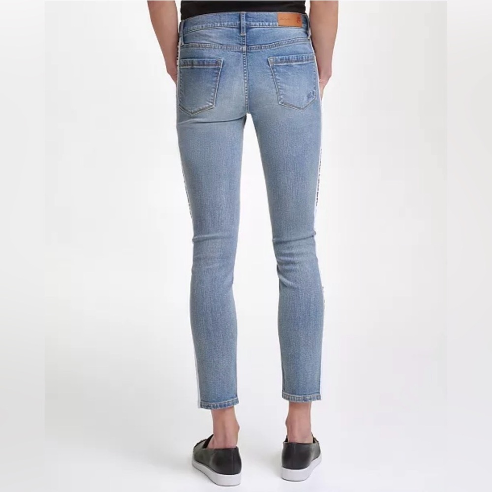 NWT. Karl Lagerfeld Paris Light Blue Skinny Jeans with Side Logo - Picture 3 of 6